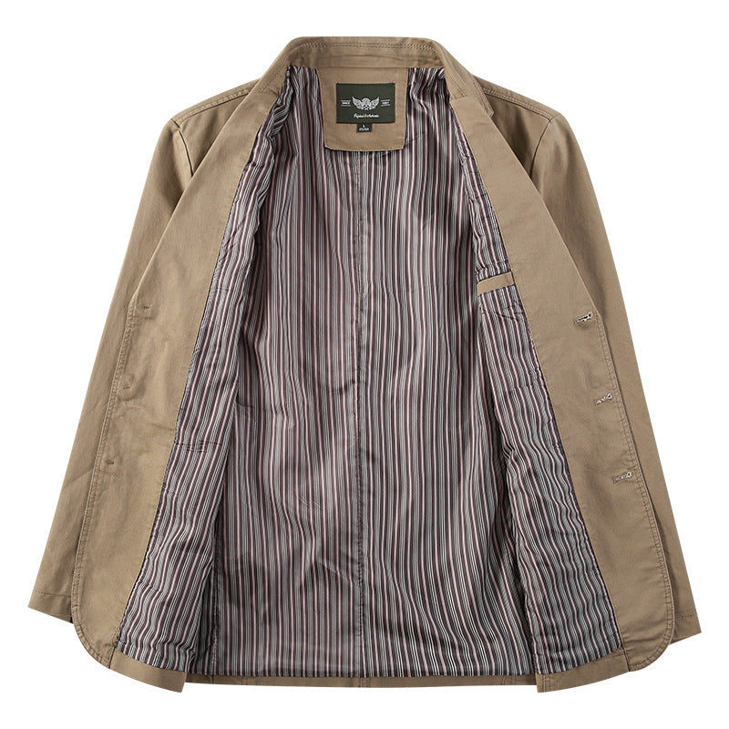 Men's Retro Solid Color Loose Fit Casual Business Jacket teemdrop