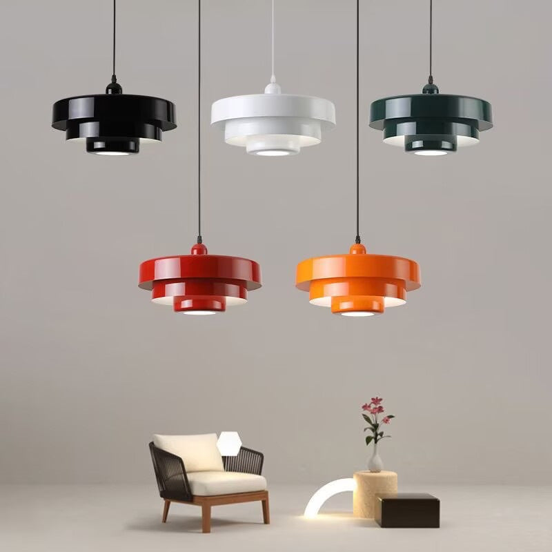 Nordic Minimalist Retro Cake-Shaped Pendant Light Tri-Color LED Aluminum