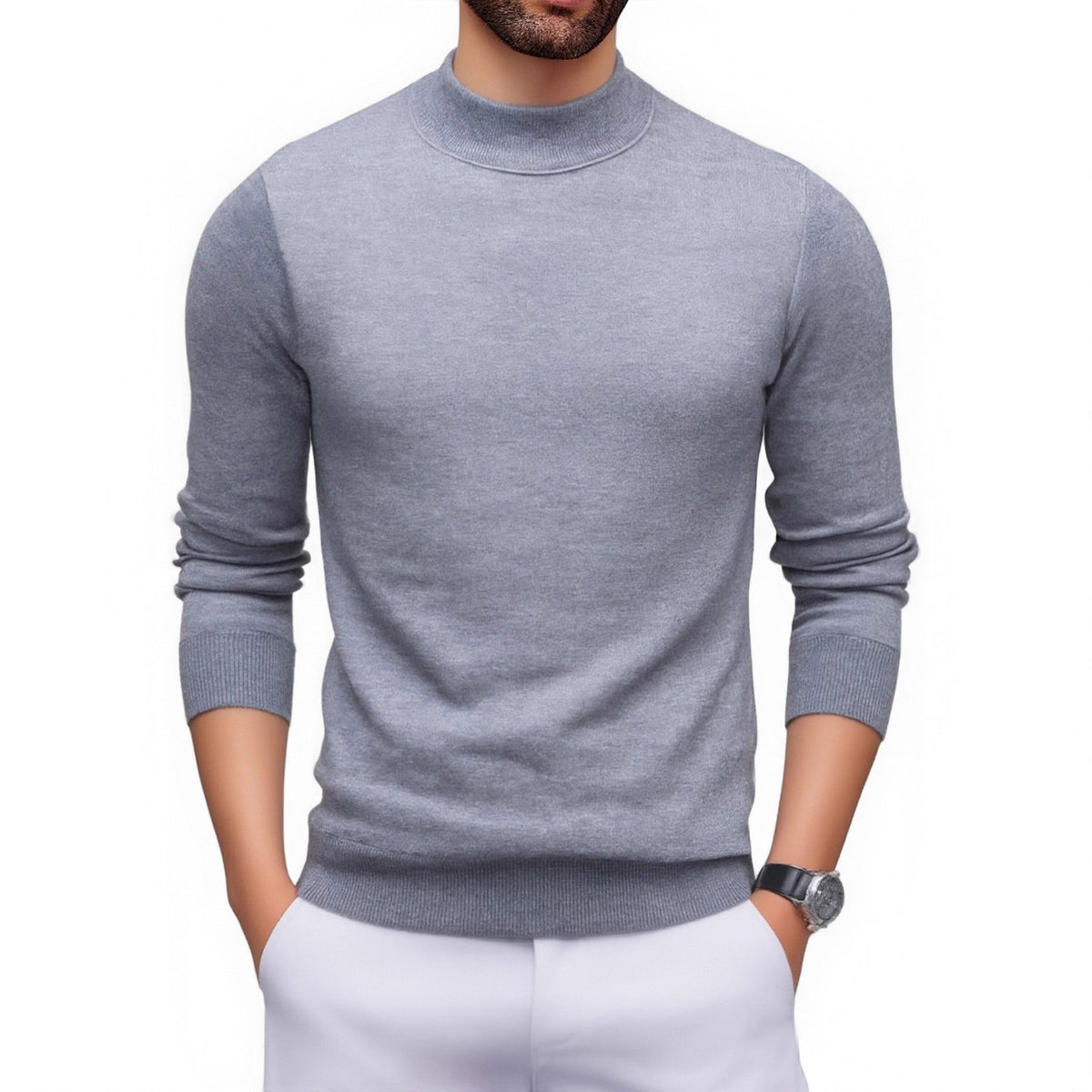 Men's Thickened Fleece-Lined Crew Neck Knit Sweater Autumn Winter teemdrop