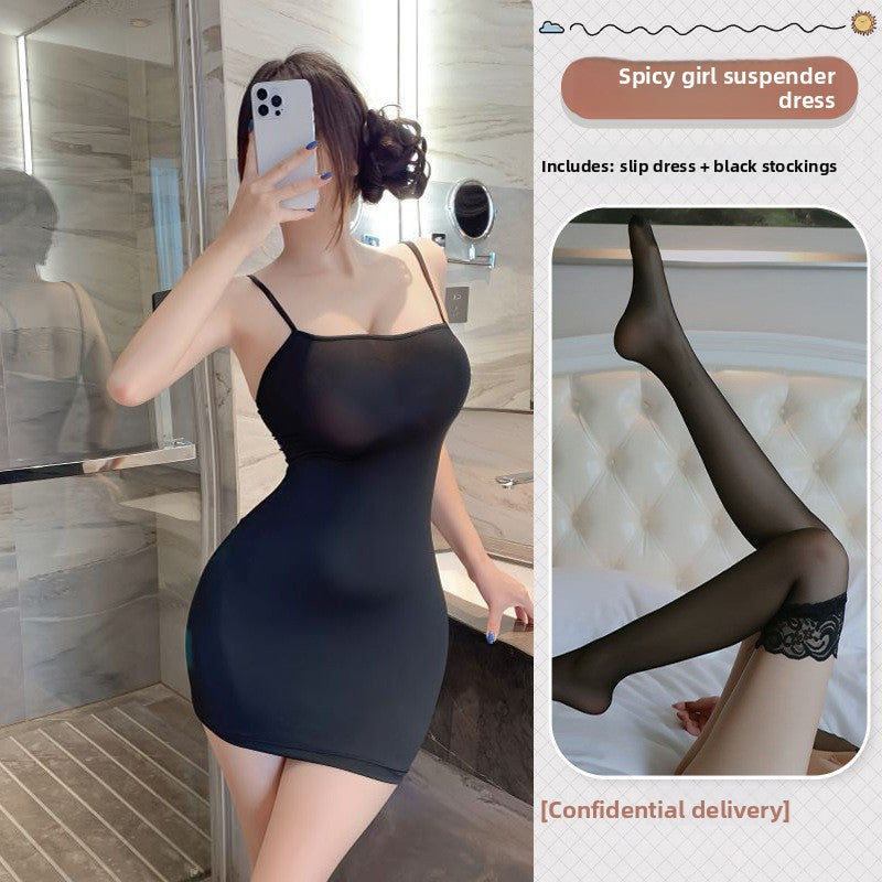 Women Sexy Open Back Lingerie Nightgown Role Play Dress