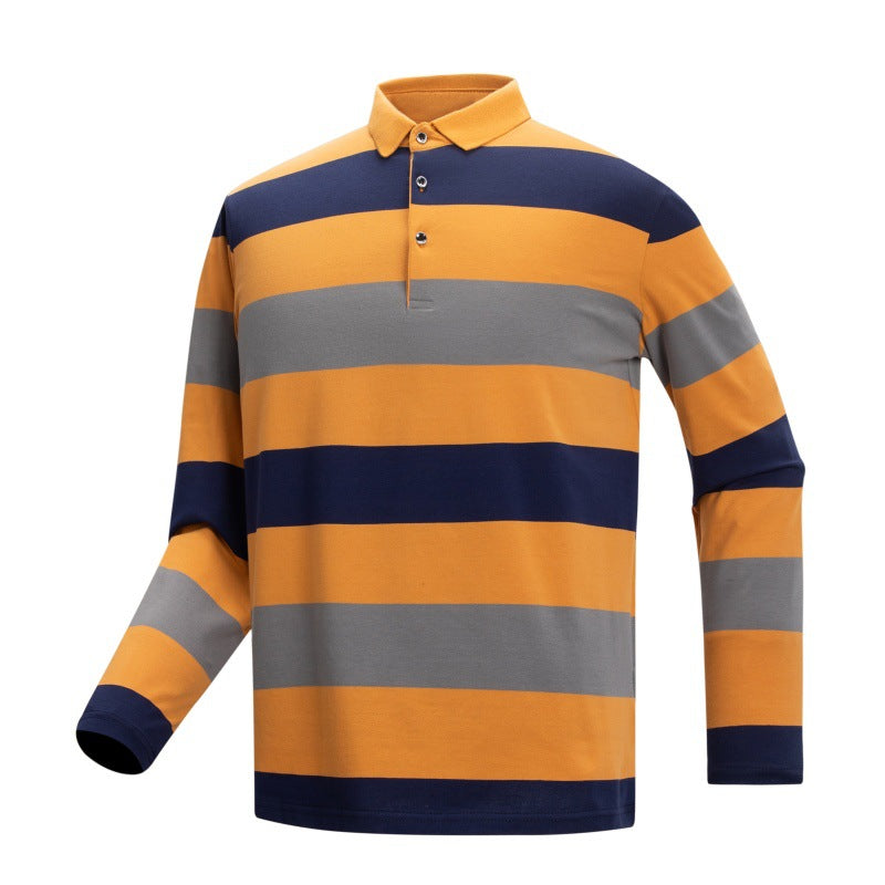 Striped long sleeve T-shirt cotton polo shirt T-shirt men's clothing teemdrop