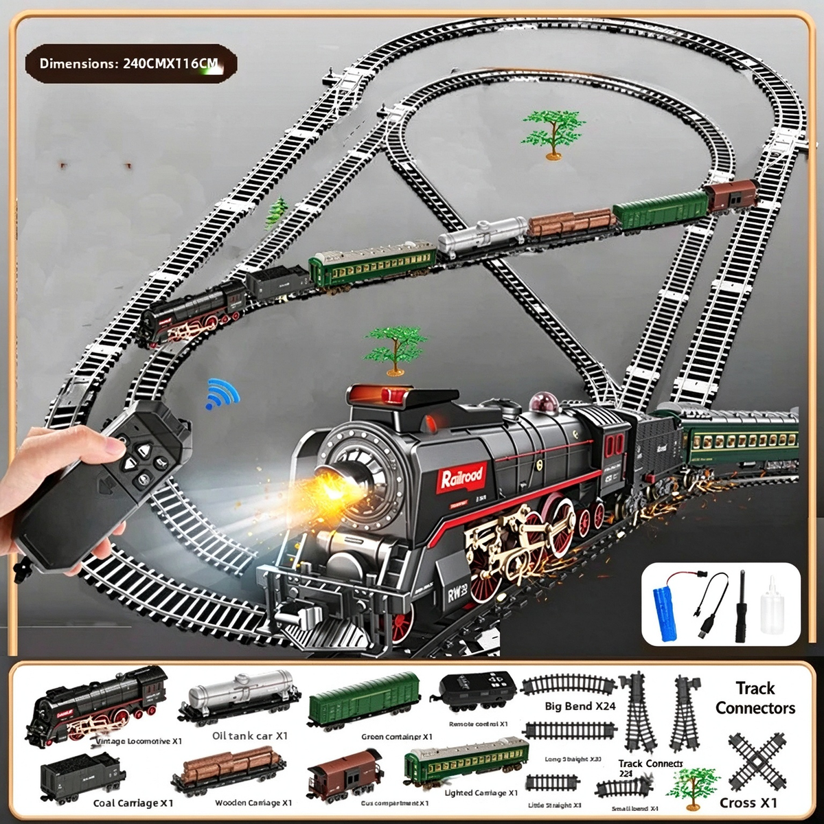 Electric Steam Train Locomotive Model Toy