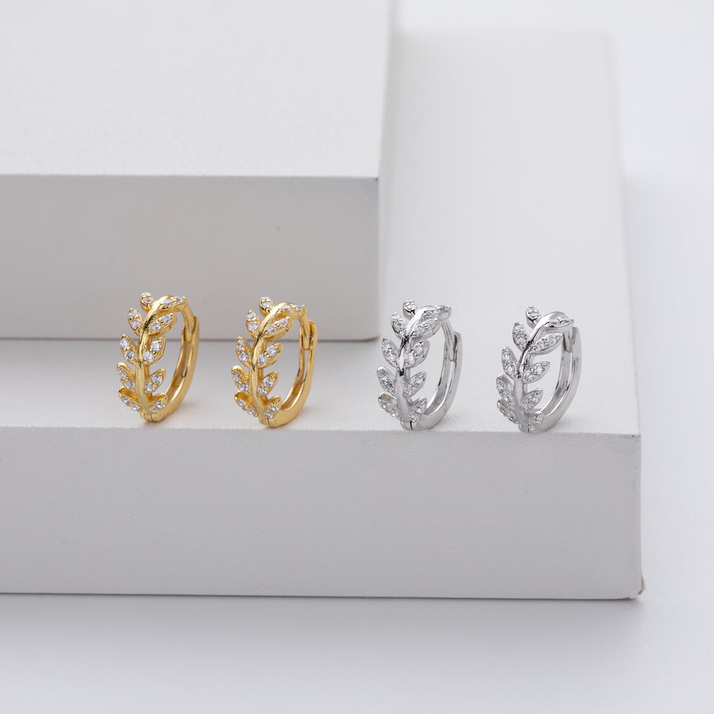S925 Sterling Silver Wheat Ear Design Zircon Earrings