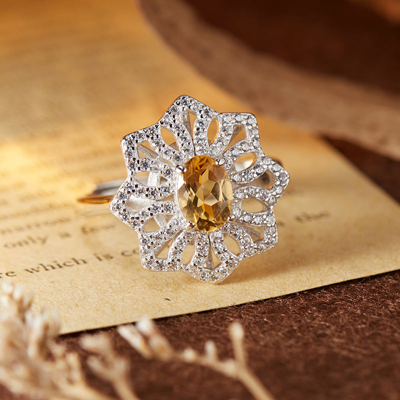 S925 sterling silver natural colored gemstone ring