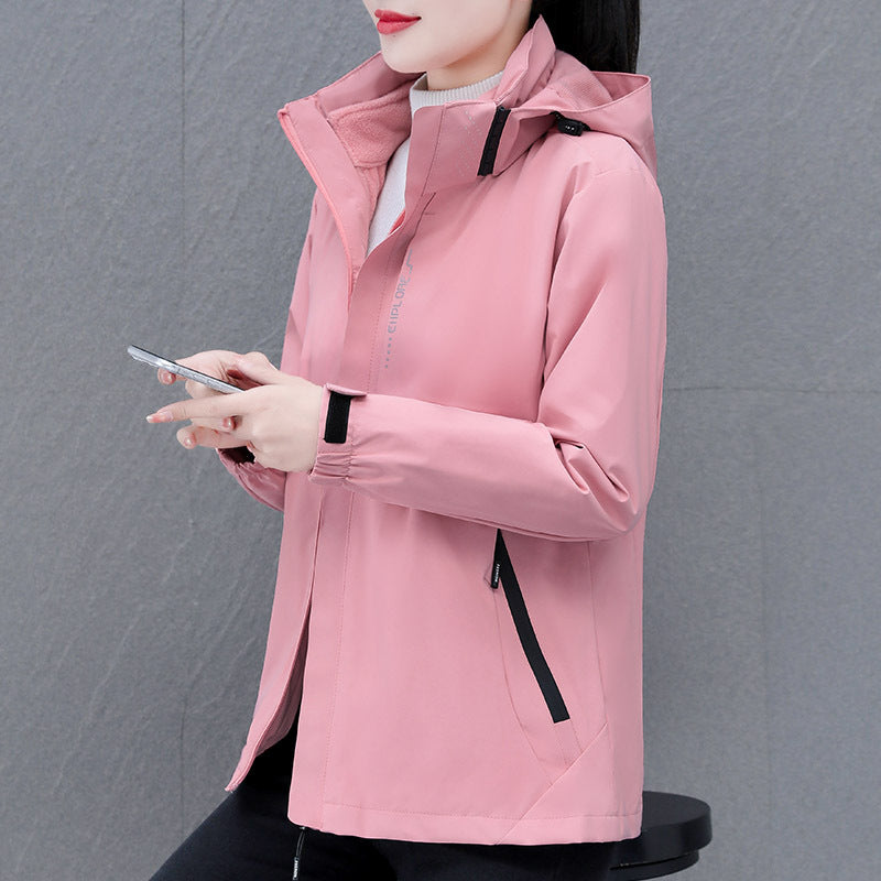 Women's Detachable Fleece-Lined Windproof Waterproof Outdoor Jacket teemdrop