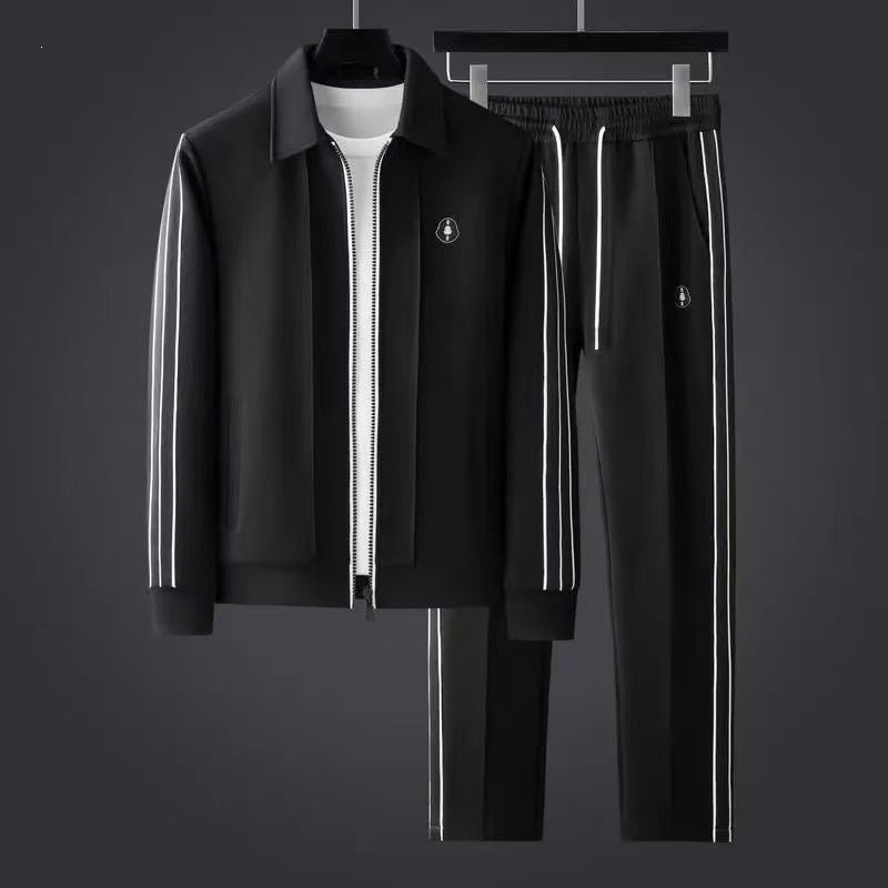 Men's 2-Piece Sportswear Set Rhinestone Long Sleeve Sweatshirt Shorts Casual Tracksuit teemdrop