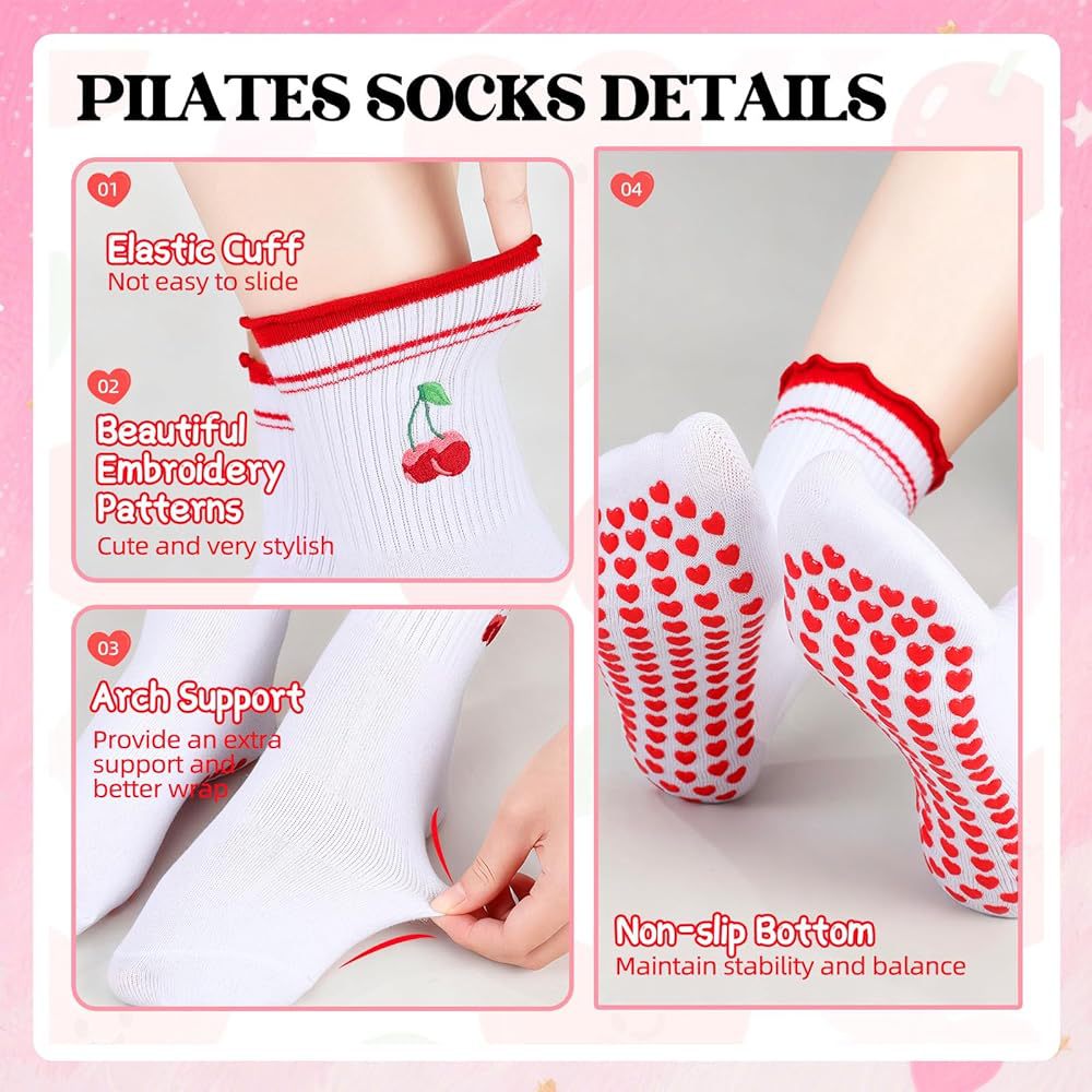 Womens Yoga Socks Anti-Slip Fitness Mid-Tube Socks