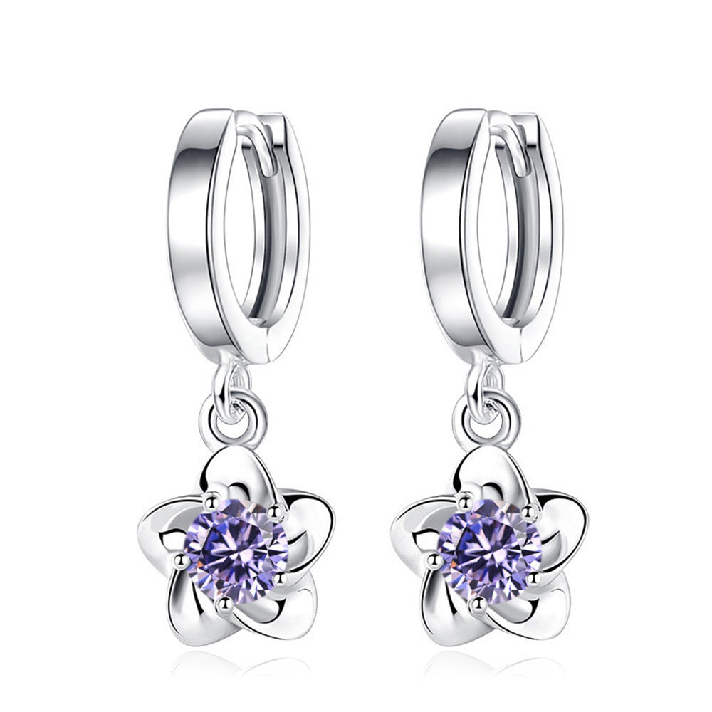 Elegant Zircon Plum Blossom Drop Earrings