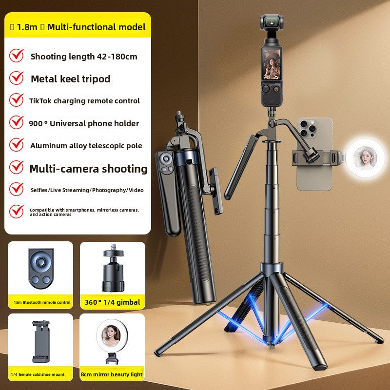 AI Facial Tracking 360 Rotation Camera Stand with LED Lights