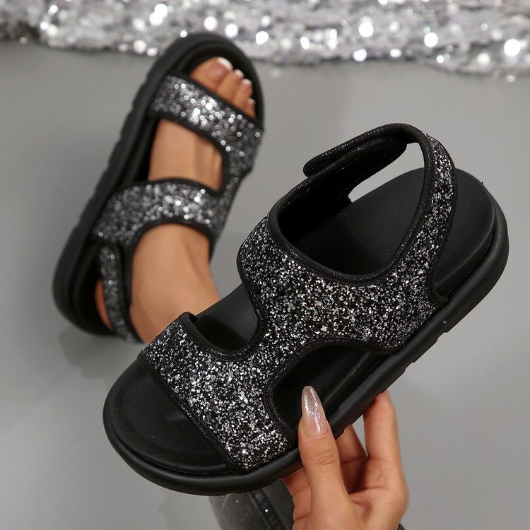 Women Summer Velcro Platform Roman Sandals teemdrop