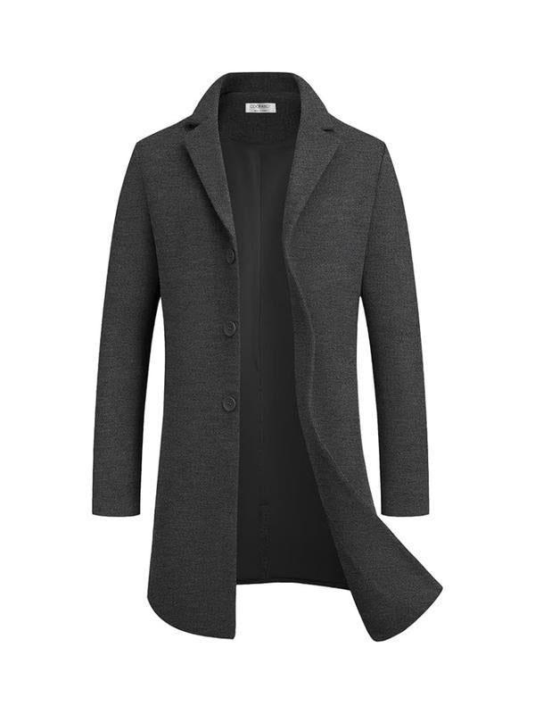 Men's Long Wool Coat Classic Loose Fit Lapel Overcoat teemdrop