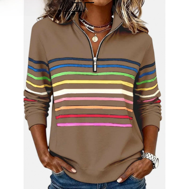Fall/Winter Half-Zip Printed Sweatshirt teemdrop