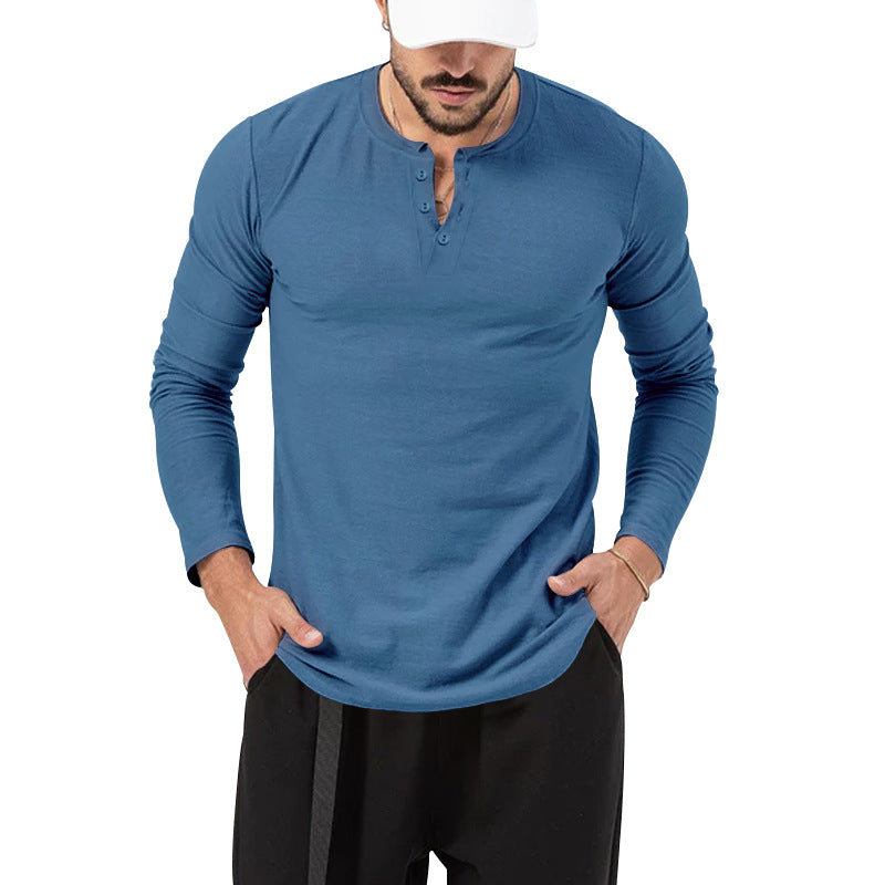 Men's Long Sleeve Solid Crew Neck T-Shirt