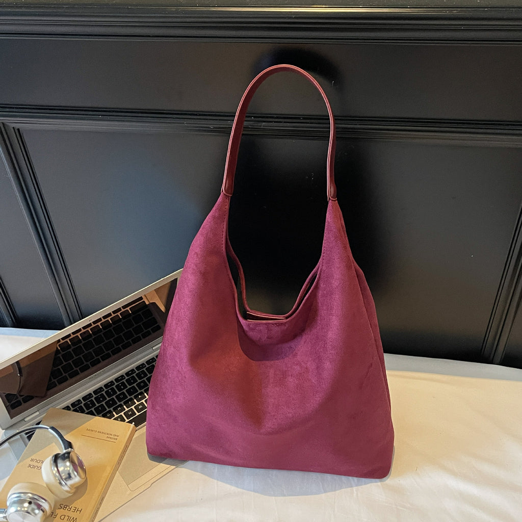 Retro Frosted Solid Color Large-Capacity Single Shoulder Bag