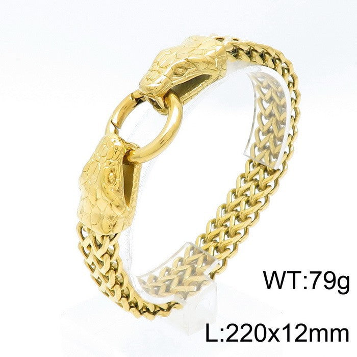 Men's Vintage Snake Head Titanium Steel Punk Bracelet