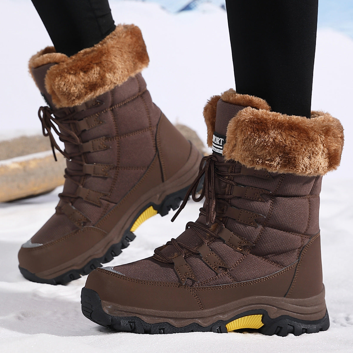 Womens Warm Fleece-Lined Winter Snow Boots