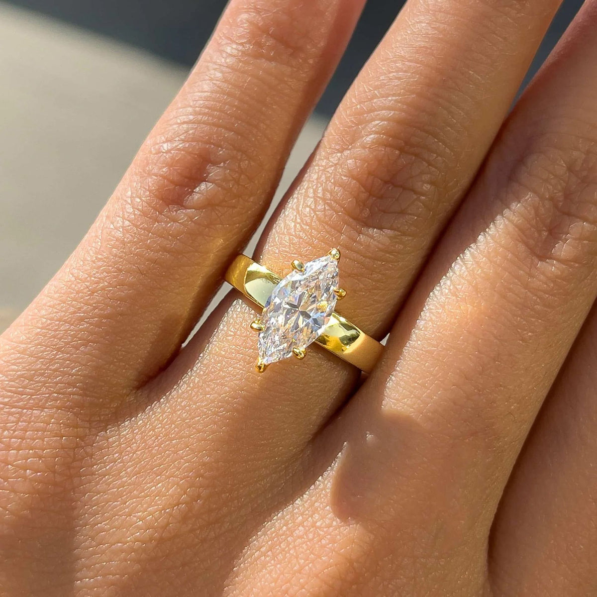 Wide Band Cubic Zirconia Gold Plated Ring