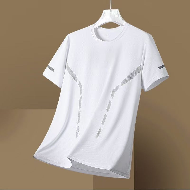 Men's Ice Silk Short Sleeve T-Shirt Quick Dry Breathable Loose Fit Summer Top teemdrop