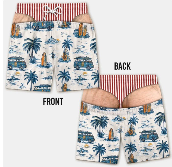 Men's 3D Patriotic Print Loose Beach Shorts