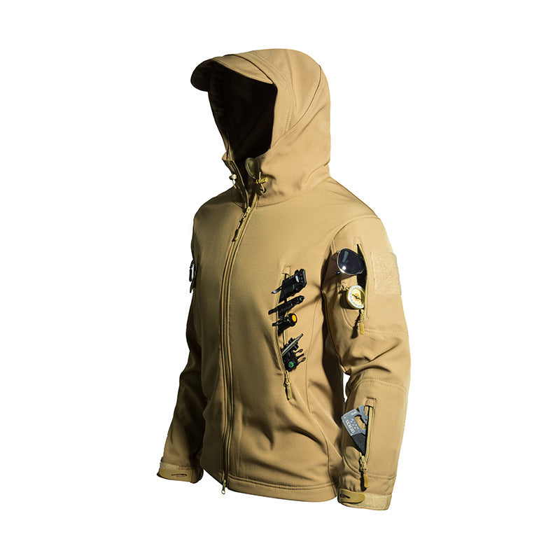 Mens Windproof Waterproof Fleece Lined Hooded Jacket