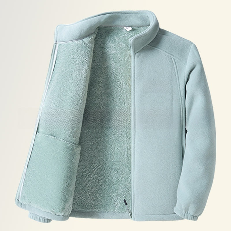 Women Thickened Fleece Stand Collar Zipper Sweatshirt