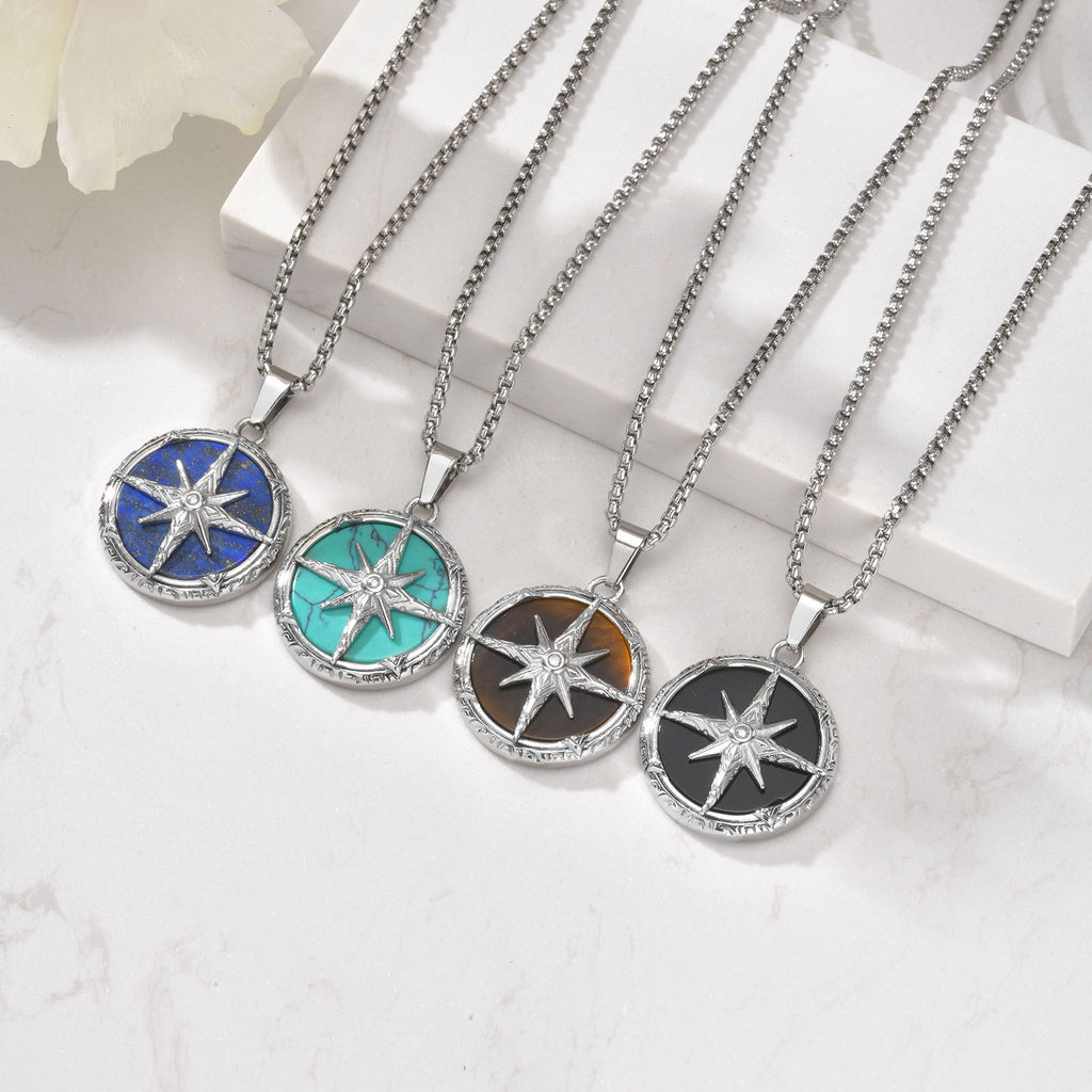 Stainless steel eight-pointed star necklace