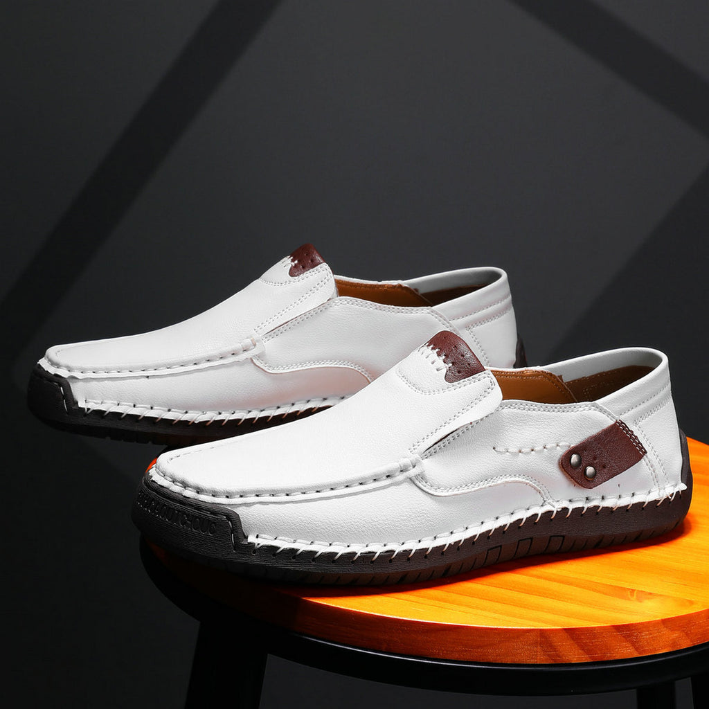 Men's Hand-Stitched Super Fiber Slip-On Flat Casual Loafers teemdrop