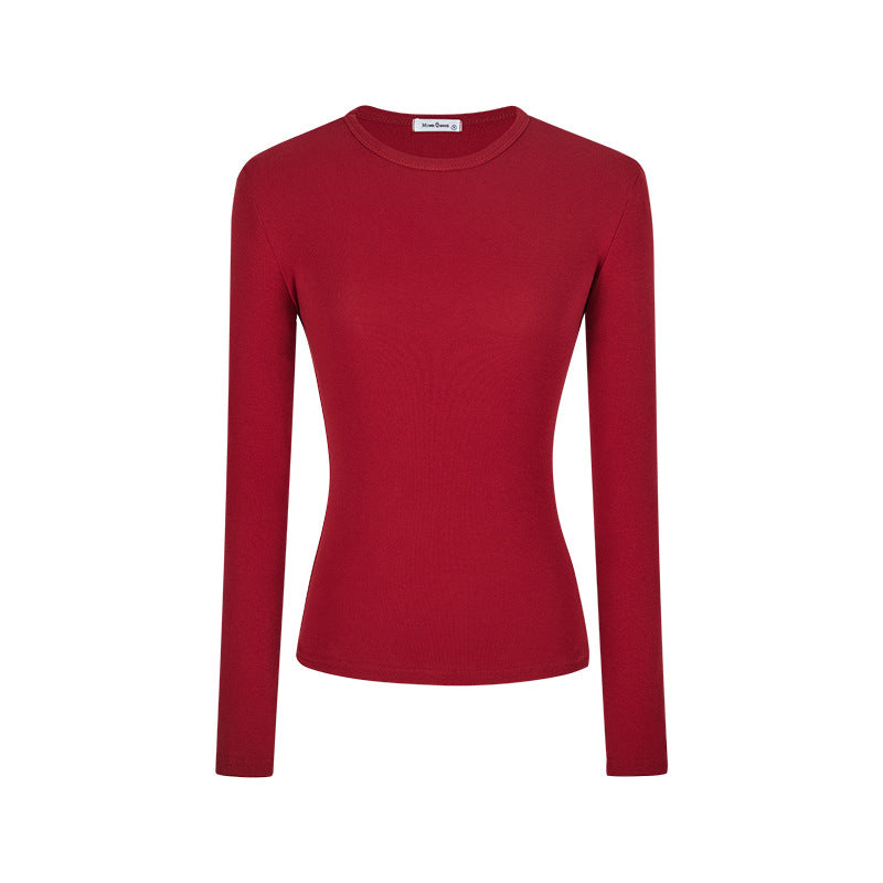 Women's Slim Fit Long Sleeve Cotton T-Shirt with Embroidery