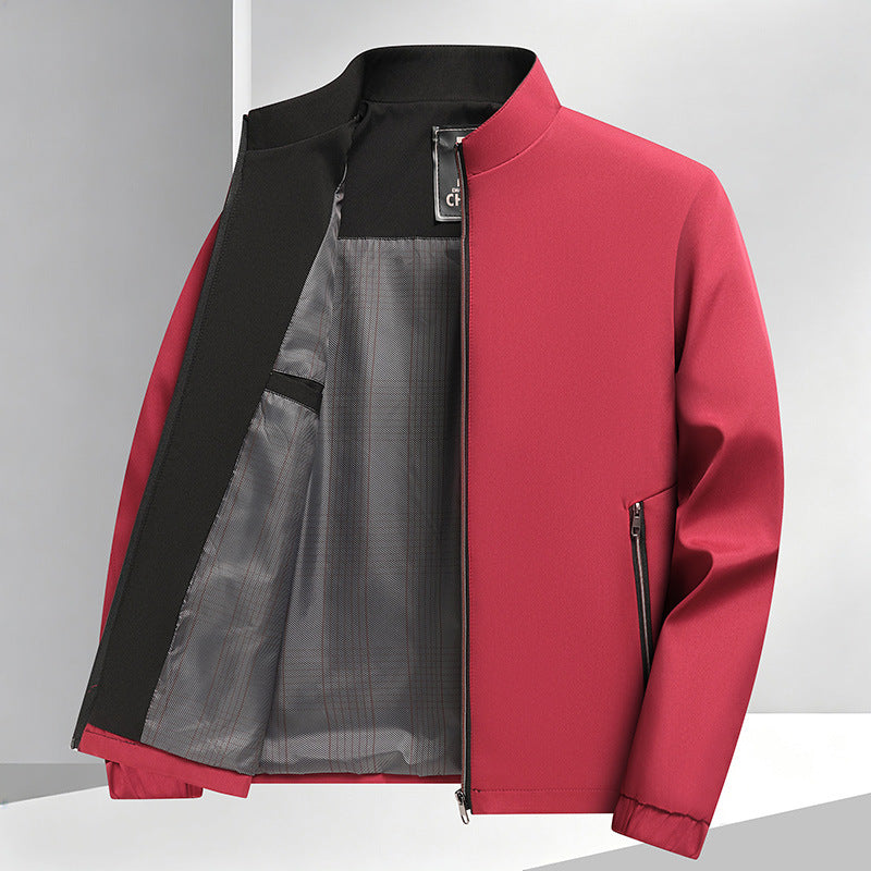 Men's Stand Collar Business Casual Polyester Loose Fit Jacket teemdrop
