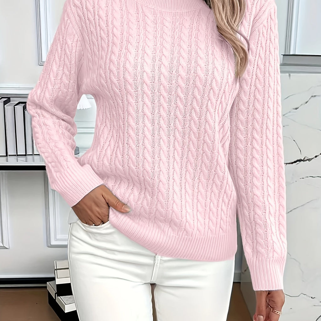 Crew-neck cable-knit sweater teemdrop
