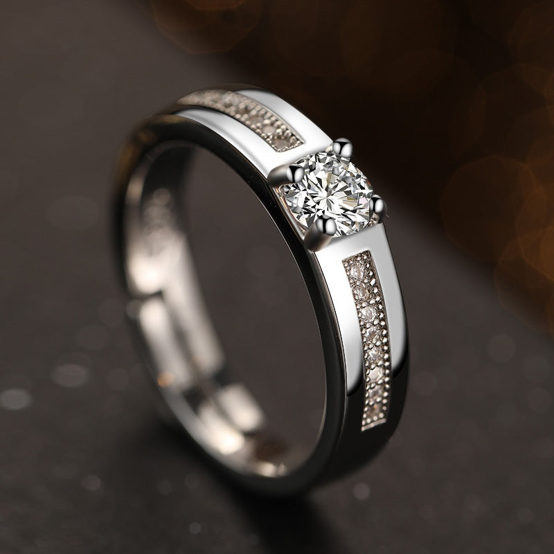 Adjustable Square Diamond Couple Rings Korean Style