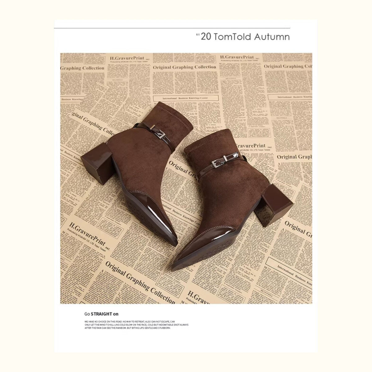 Women Pointed Toe Suede Chunky Heel Ankle Boots Side Zipper Chelsea Boots teemdrop