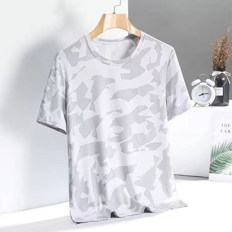 Men's Ice Silk Short Sleeve T-Shirt Quick Dry Breathable Loose Fit Summer Top teemdrop