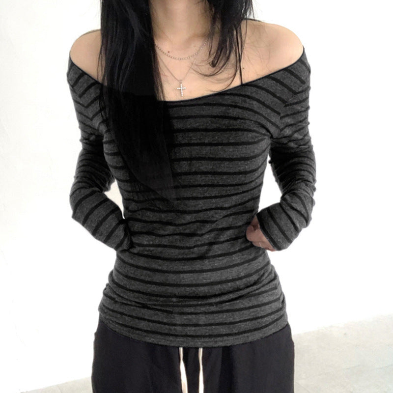 Striped Contrasting Color V-neck Top teemdrop