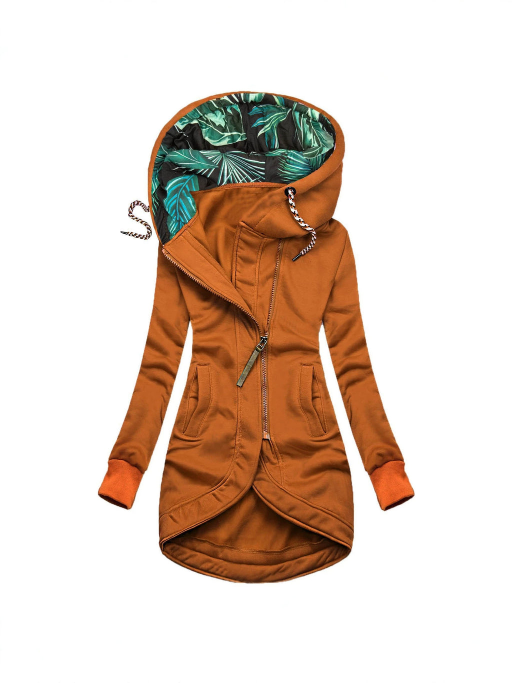 Solid-color fashionable hoodie with zipper