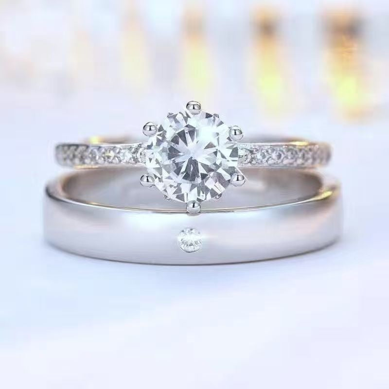Adjustable Square Diamond Couple Rings Korean Style