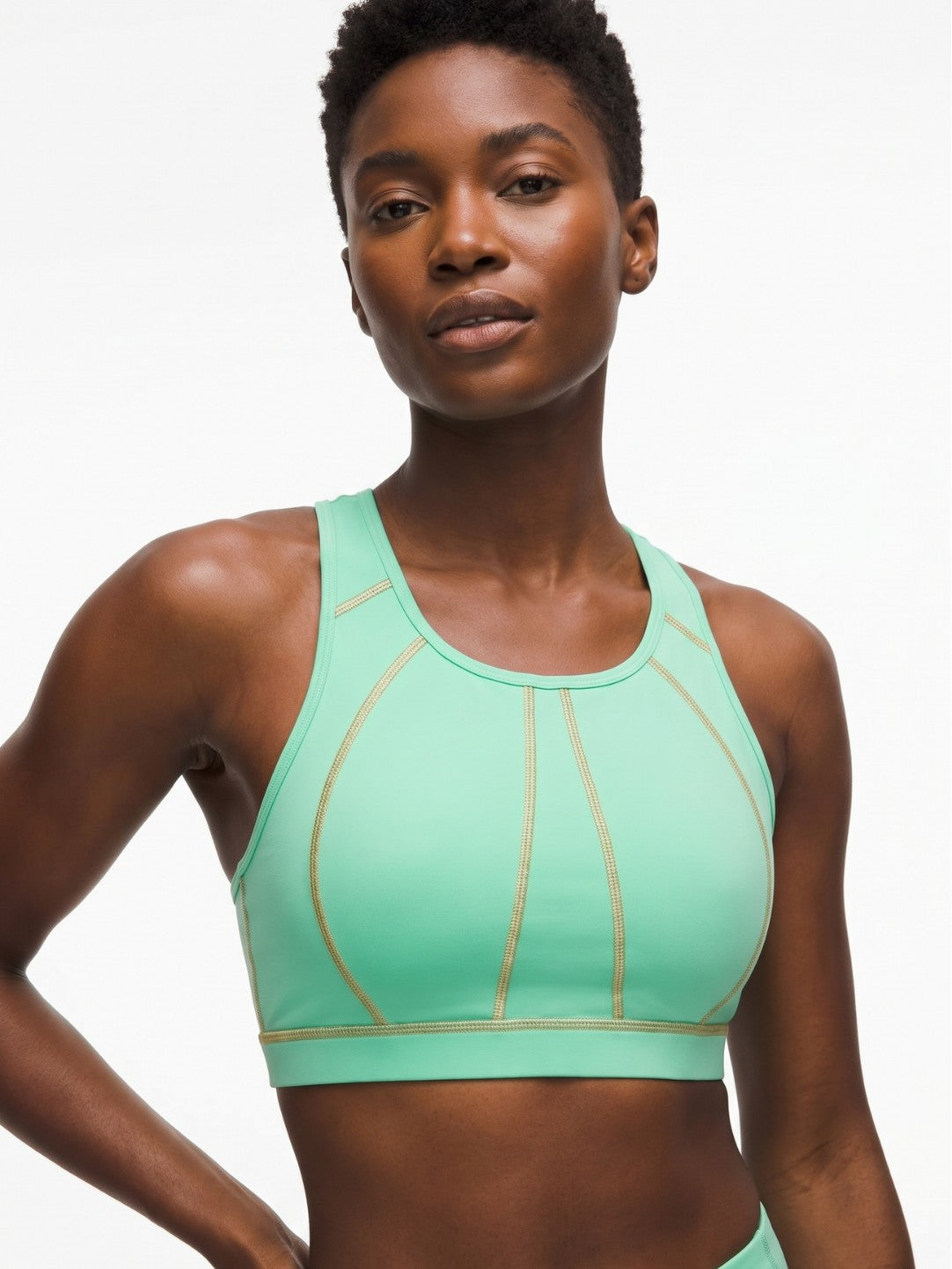 Women's shock-absorbing color-striped sports bra teemdrop