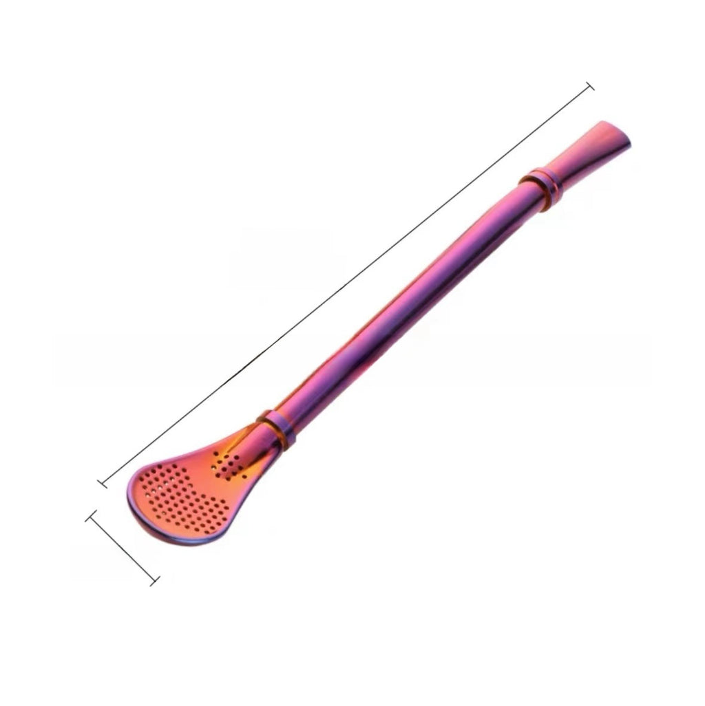 304 Stainless Steel Mesh Filter Straw Spoon with Built-in Strainer for Tea and Juice Mixing teemdrop