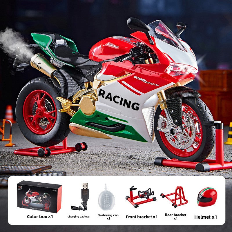Alloy Motorcycle Model with Spray Mist Sound Lights teemdrop