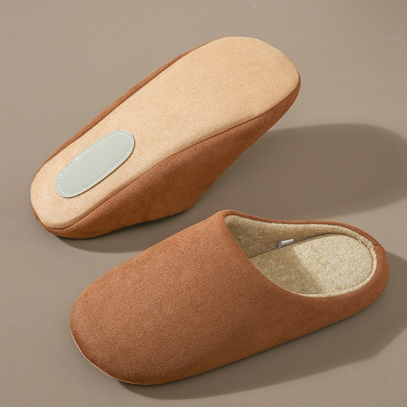 Unisex Soft Plush Indoor House Slippers Anti-Slip Fabric Closed Toe Home Footwear teemdrop