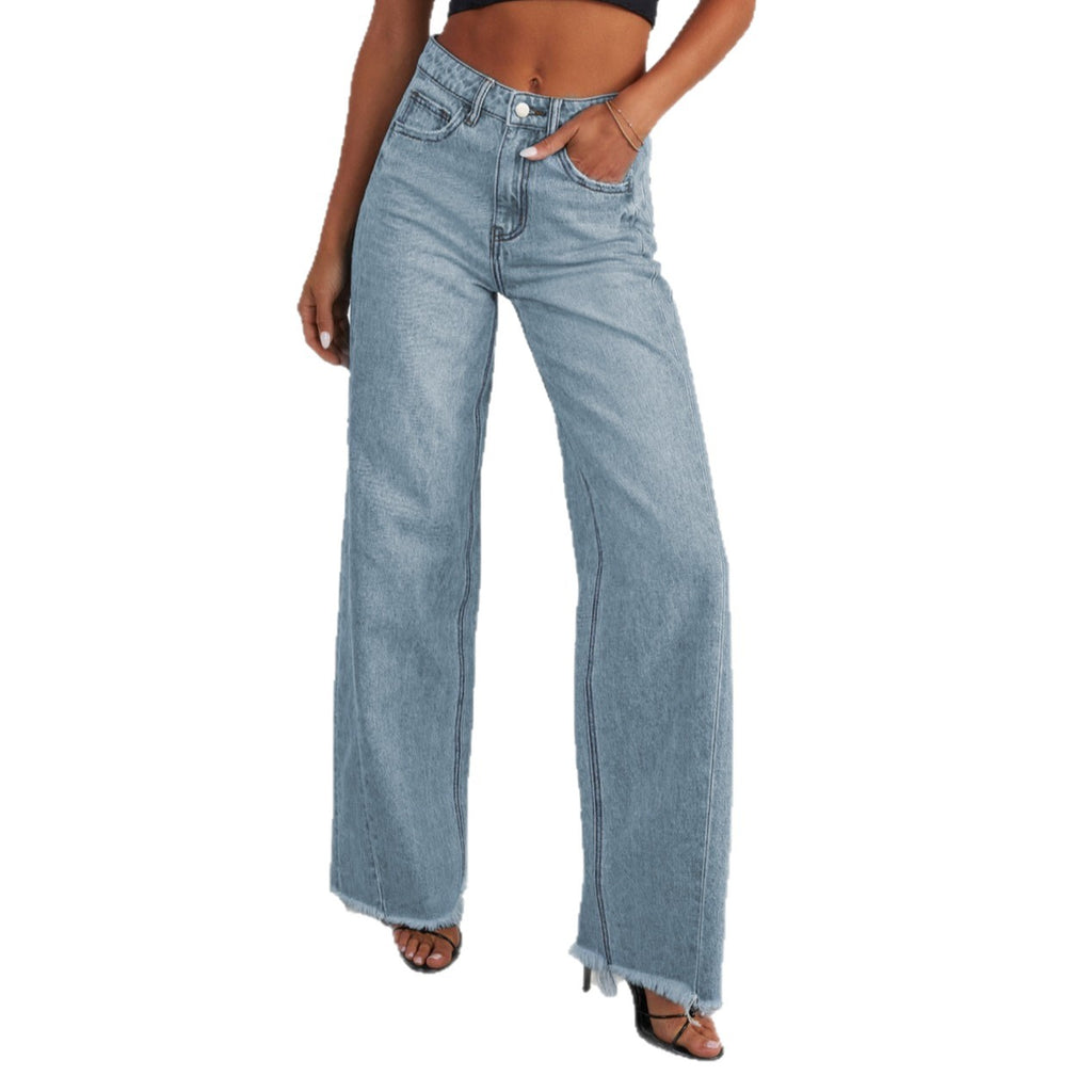 Women's denim wide-leg pants teemdrop