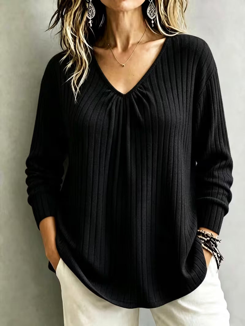 Long-sleeved pullover knit sweater teemdrop