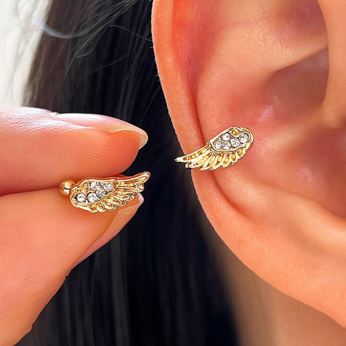 Angel Wing Design Zircon Cartilage Ear Studs
