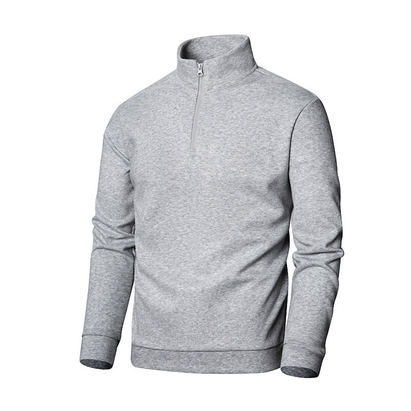 Men's Autumn and Winter Solid Color Stand Collar Pullover