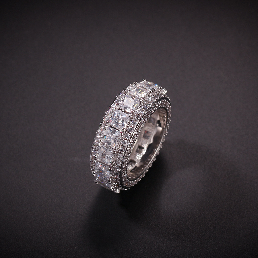Retro Geometric Micro-Inlaid Zircon Copper Hip-Hop Ring for Men and Women teemdrop