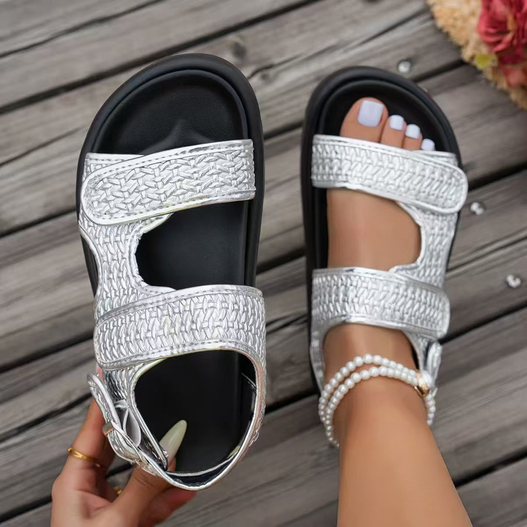 Women Summer Velcro Platform Roman Sandals teemdrop