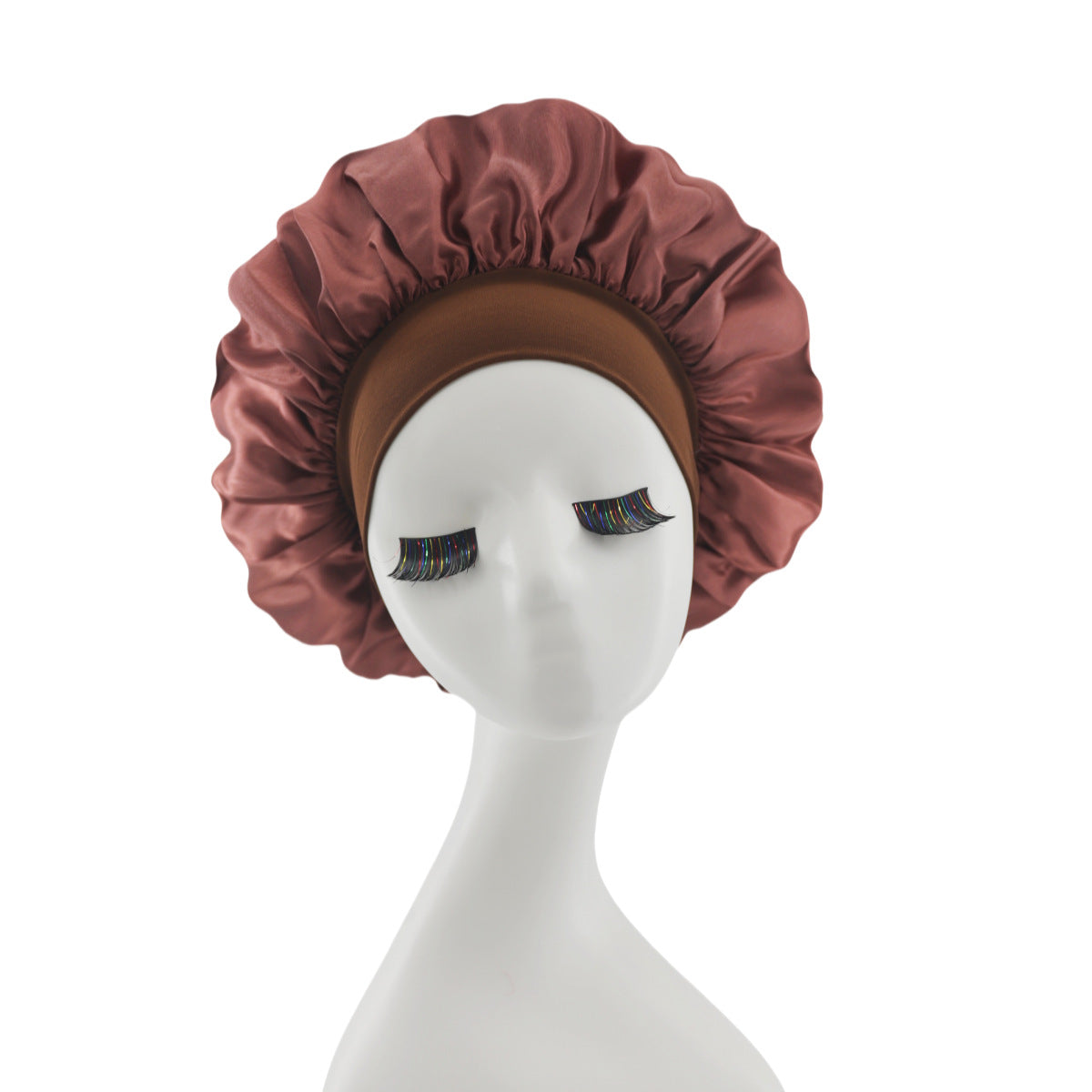 Lace-lined wide-brimmed elasticated hat