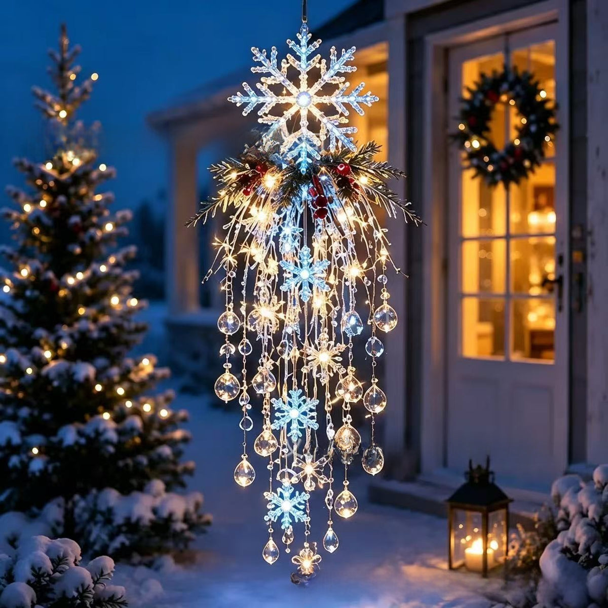 Glow Crystal Waterfall Resin Hanging Christmas Ornament for Holiday Home Decor teemdrop