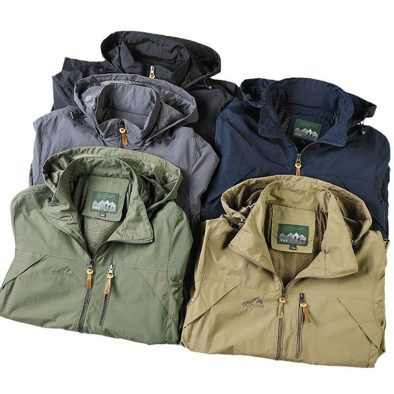Men's Lightweight Nylon Hooded Windbreaker Sports Jacket teemdrop