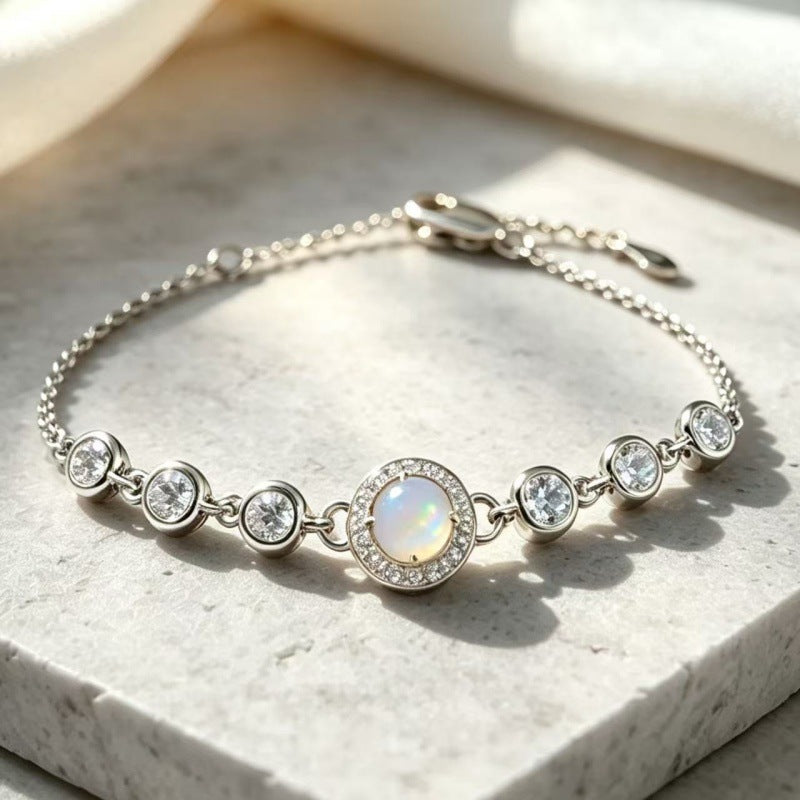 Women's S925 Silver Birthstone Bracelet with Natural Gemstones Gold Plated